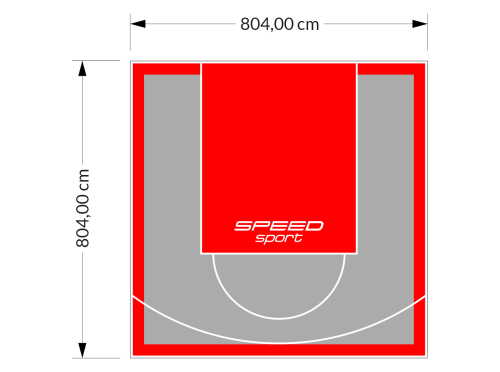 65M2/804X804CM SZARO-CZERWONE BOISKO DO KOSZYKÓWKI SPEEDSPORT HEXA POWER PRO