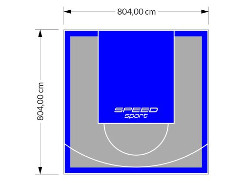 65M2/804X804CM SZARO-NIEBIESKIE BOISKO DO KOSZYKÓWKI SPEEDSPORT HEXA POWER PRO