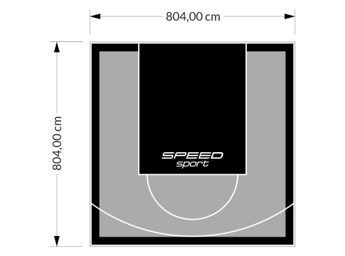 65M2/804X804CM SZARO-CZARNE BOISKO DO KOSZYKÓWKI SPEEDSPORT HEXA POWER PRO