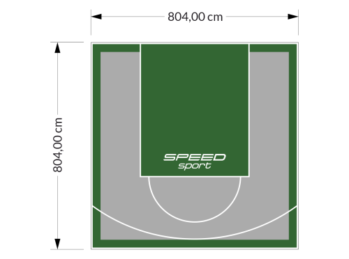65M2/804X804CM SZARO-ZIELONE BOISKO DO KOSZYKÓWKI SPEEDSPORT HEXA POWER PRO
