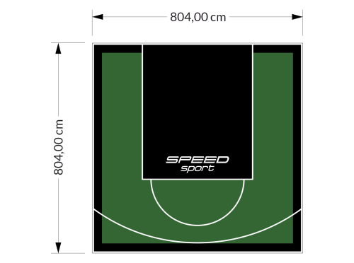 65M2/804X804CM ZIELONO-CZARNE BOISKO DO KOSZYKÓWKI SPEEDSPORT HEXA POWER PRO