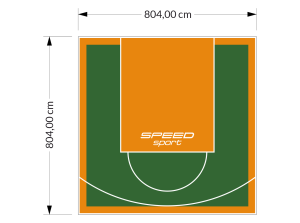 65M2/804X804CM ZIELONO-POMARAŃCZOWE BOISKO DO KOSZYKÓWKI SPEEDSPORT HEXA POWER PRO
