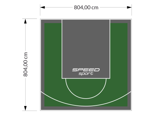 65M2/804X804CM ZIELONO-GRAFITOWE BOISKO DO KOSZYKÓWKI SPEEDSPORT HEXA POWER PRO