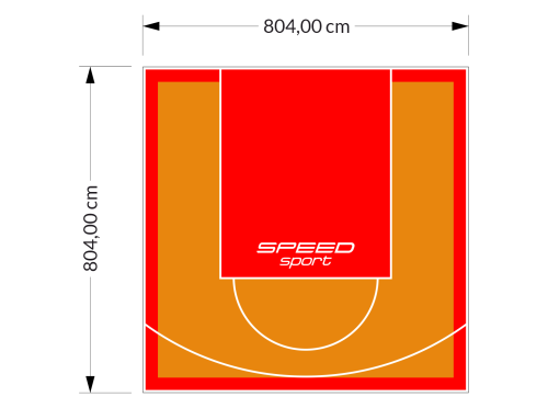 65M2/804X804CM POMARAŃCZOWO-CZERWONE BOISKO DO KOSZYKÓWKI SPEEDSPORT HEXA POWER PRO