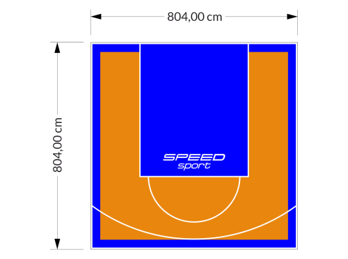 65M2/804X804CM POMARAŃCZOWO-NIEBIESKIE BOISKO DO KOSZYKÓWKI SPEEDSPORT HEXA POWER PRO