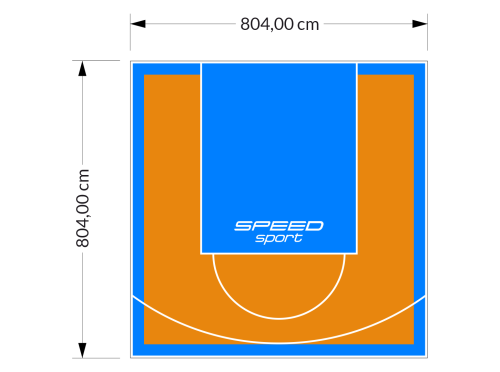 65M2/804X804CM POMARAŃCZOWO-BŁĘKITNE BOISKO DO KOSZYKÓWKI SPEEDSPORT HEXA POWER PRO