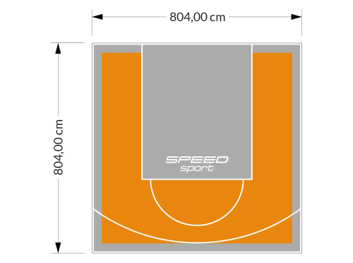 65M2/804X804CM POMARAŃCZOWO-SZARE BOISKO DO KOSZYKÓWKI SPEEDSPORT HEXA POWER PRO