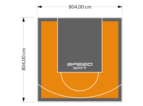 65M2/804X804CM POMARAŃCZOWO-GRAFITOWE BOISKO DO KOSZYKÓWKI SPEEDSPORT HEXA POWER PRO