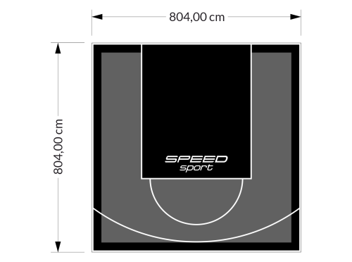 65M2/804X804CM GRAFITOWO-CZARNE BOISKO DO KOSZYKÓWKI SPEEDSPORT HEXA POWER PRO