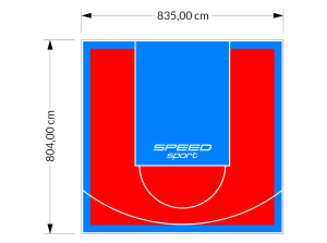 67M2/804X835CM CZERWONO-BŁĘKITNE BOISKO DO KOSZYKÓWKI SPEEDSPORT HEXA POWER PRO