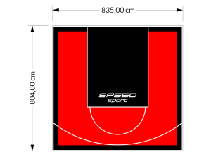 67M2/804X835CM CZERWONO-CZARNE BOISKO DO KOSZYKÓWKI SPEEDSPORT HEXA POWER PRO