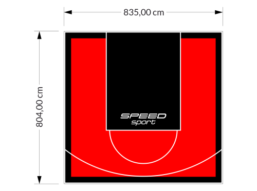 67M2/804X835CM CZERWONO-CZARNE BOISKO DO KOSZYKÓWKI SPEEDSPORT HEXA POWER PRO