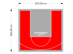 67M2/804X835CM CZERWONO-SZARE BOISKO DO KOSZYKÓWKI SPEEDSPORT HEXA POWER PRO