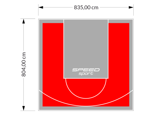 67M2/804X835CM CZERWONO-SZARE BOISKO DO KOSZYKÓWKI SPEEDSPORT HEXA POWER PRO