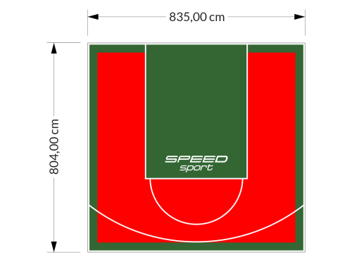 67M2/804X835CM CZERWONO-ZIELONE BOISKO DO KOSZYKÓWKI SPEEDSPORT HEXA POWER PRO