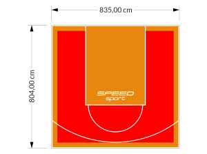 67M2/804X835CM CZERWONO-POMARAŃCZOWE BOISKO DO KOSZYKÓWKI SPEEDSPORT HEXA POWER PRO