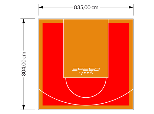 67M2/804X835CM CZERWONO-POMARAŃCZOWE BOISKO DO KOSZYKÓWKI SPEEDSPORT HEXA POWER PRO