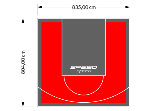 67M2/804X835CM CZERWONO-GRAFITOWE BOISKO DO KOSZYKÓWKI SPEEDSPORT HEXA POWER PRO