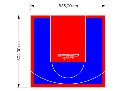 67M2/804X835CM NIEBIESKO-CZERWONE BOISKO DO KOSZYKÓWKI SPEEDSPORT HEXA POWER PRO