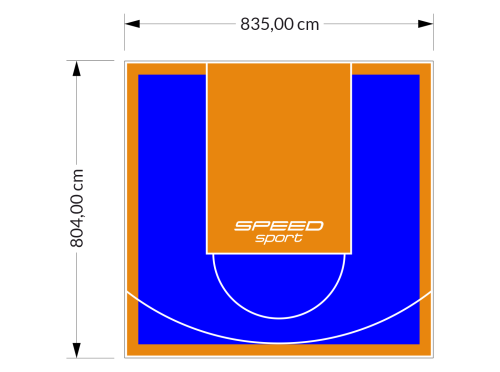 67M2/804X835CM NIEBIESKO-POMARAŃCZOWE BOISKO DO KOSZYKÓWKI SPEEDSPORT HEXA POWER PRO