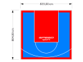 67M2/804X835CM BŁĘKITNO-CZERWONE BOISKO DO KOSZYKÓWKI SPEEDSPORT HEXA POWER PRO