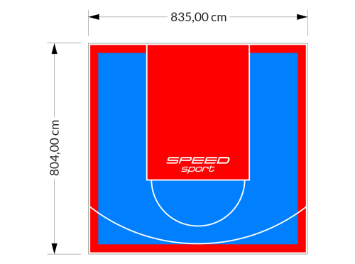 67M2/804X835CM BŁĘKITNO-CZERWONE BOISKO DO KOSZYKÓWKI SPEEDSPORT HEXA POWER PRO