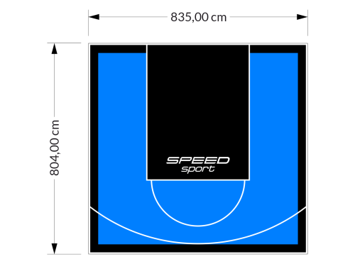67M2/804X835CM BŁĘKITNO-CZARNE BOISKO DO KOSZYKÓWKI SPEEDSPORT HEXA POWER PRO