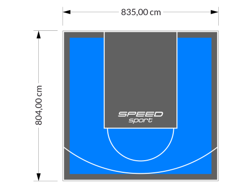 67M2/804X835CM BŁĘKITNO-GRAFITOWE BOISKO DO KOSZYKÓWKI SPEEDSPORT HEXA POWER PRO