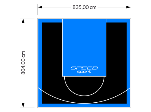 67M2/804X835CM CZARNO-BŁĘKITNE BOISKO DO KOSZYKÓWKI SPEEDSPORT HEXA POWER PRO