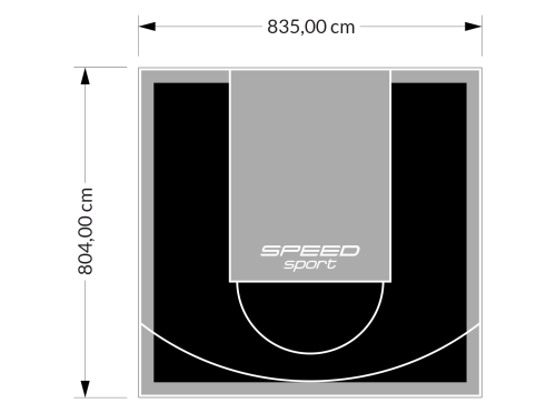 67M2/804X835CM CZARNO-SZARE BOISKO DO KOSZYKÓWKI SPEEDSPORT HEXA POWER PRO