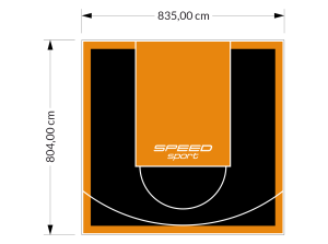 67M2/804X835CM CZARNO-POMARAŃCZOWE BOISKO DO KOSZYKÓWKI SPEEDSPORT HEXA POWER PRO