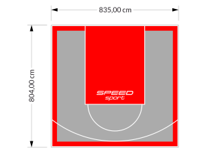 67M2/804X835CM SZARO-CZERWONE BOISKO DO KOSZYKÓWKI SPEEDSPORT HEXA POWER PRO