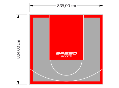 67M2/804X835CM SZARO-CZERWONE BOISKO DO KOSZYKÓWKI SPEEDSPORT HEXA POWER PRO