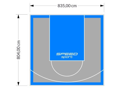 67M2/804X835CM SZARO-BŁĘKITNE BOISKO DO KOSZYKÓWKI SPEEDSPORT HEXA POWER PRO