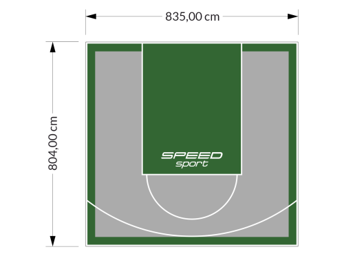 67M2/804X835CM SZARO-ZIELONE BOISKO DO KOSZYKÓWKI SPEEDSPORT HEXA POWER PRO