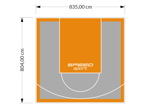 67M2/804X835CM SZARO-POMARAŃCZOWE BOISKO DO KOSZYKÓWKI SPEEDSPORT HEXA POWER PRO