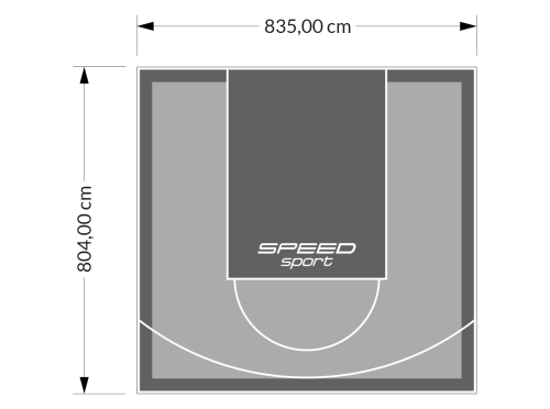 67M2/804X835CM SZARO-GRAFITOWE BOISKO DO KOSZYKÓWKI SPEEDSPORT HEXA POWER PRO
