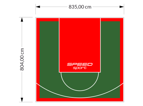 67M2/804X835CM ZIELONO-CZERWONE BOISKO DO KOSZYKÓWKI SPEEDSPORT HEXA POWER PRO