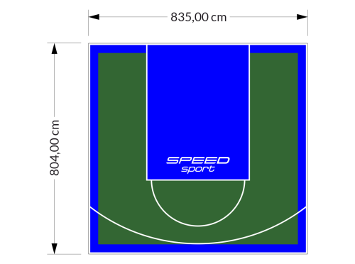 67M2/804X835CM ZIELONO-NIEBIESKIE BOISKO DO KOSZYKÓWKI SPEEDSPORT HEXA POWER PRO