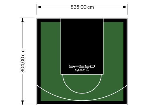 67M2/804X835CM ZIELONO-CZARNE BOISKO DO KOSZYKÓWKI SPEEDSPORT HEXA POWER PRO