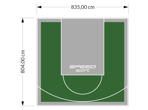 67M2/804X835CM ZIELONO-SZARE BOISKO DO KOSZYKÓWKI SPEEDSPORT HEXA POWER PRO