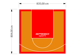 67M2/804X835CM POMARAŃCZOWO-CZERWONE BOISKO DO KOSZYKÓWKI SPEEDSPORT HEXA POWER PRO