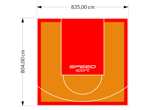 67M2/804X835CM POMARAŃCZOWO-CZERWONE BOISKO DO KOSZYKÓWKI SPEEDSPORT HEXA POWER PRO