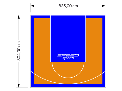 67M2/804X835CM POMARAŃCZOWO-NIEBIESKIE BOISKO DO KOSZYKÓWKI SPEEDSPORT HEXA POWER PRO