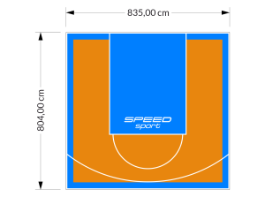 67M2/804X835CM POMARAŃCZOWO-BŁĘKITNE BOISKO DO KOSZYKÓWKI SPEEDSPORT HEXA POWER PRO
