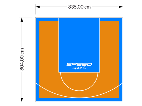 67M2/804X835CM POMARAŃCZOWO-BŁĘKITNE BOISKO DO KOSZYKÓWKI SPEEDSPORT HEXA POWER PRO