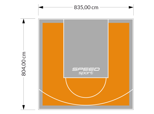67M2/804X835CM POMARAŃCZOWO-SZARE BOISKO DO KOSZYKÓWKI SPEEDSPORT HEXA POWER PRO