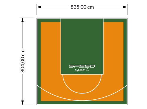67M2/804X835CM POMARAŃCZOWO-ZIELONE BOISKO DO KOSZYKÓWKI SPEEDSPORT HEXA POWER PRO