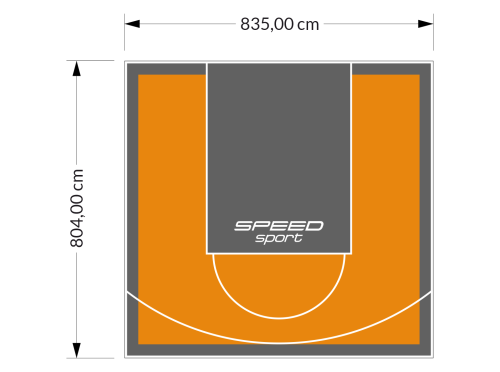 67M2/804X835CM POMARAŃCZOWO-GRAFITOWE BOISKO DO KOSZYKÓWKI SPEEDSPORT HEXA POWER PRO