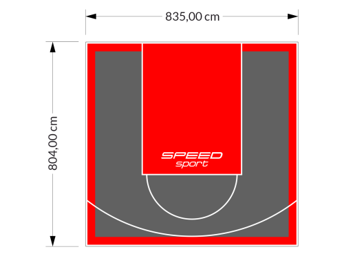67M2/804X835CM GRAFITOWO-CZERWONE BOISKO DO KOSZYKÓWKI SPEEDSPORT HEXA POWER PRO